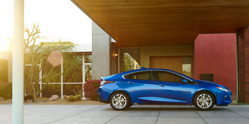 2017 Chevy Volt parked in front of a house